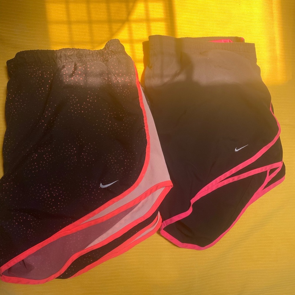 2 Sets Nike athletic wind shorts. Black and pink